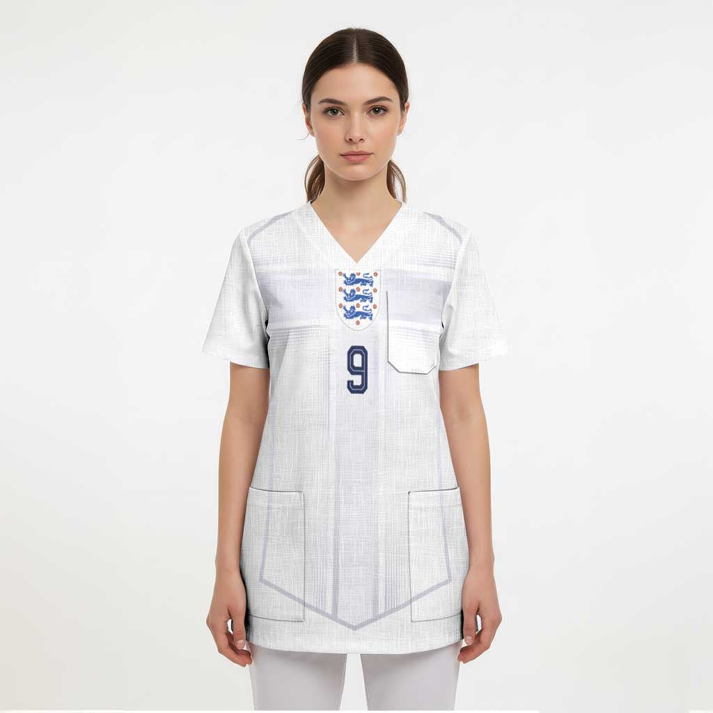 Custom England National Football Scrub Top The Three Lions-Sporty T90 Style - Wonder Print Shop