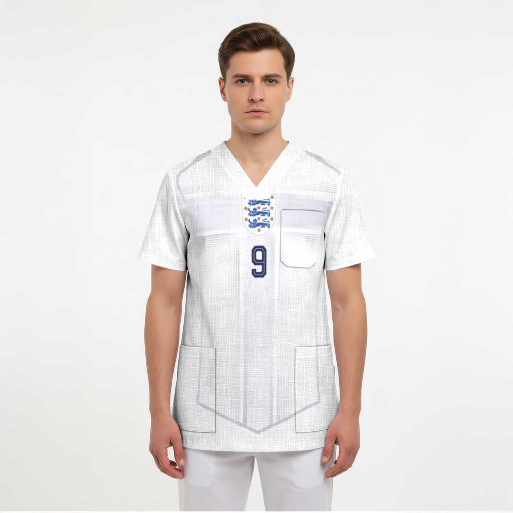 Custom England National Football Scrub Top The Three Lions-Sporty T90 Style - Wonder Print Shop