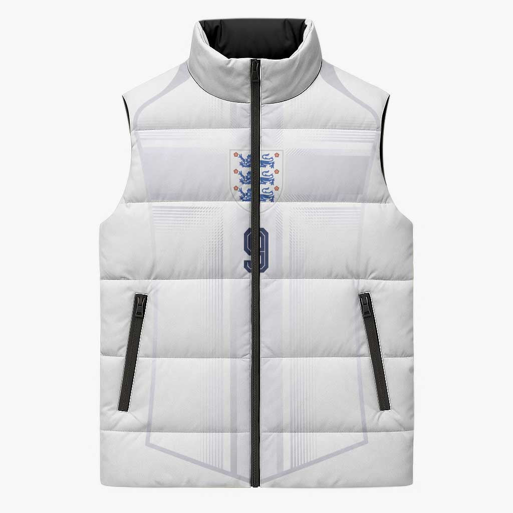 Custom England National Football Sleeveless Puffer Jacket The Three Lions-Sporty T90 Style - Wonder Print Shop