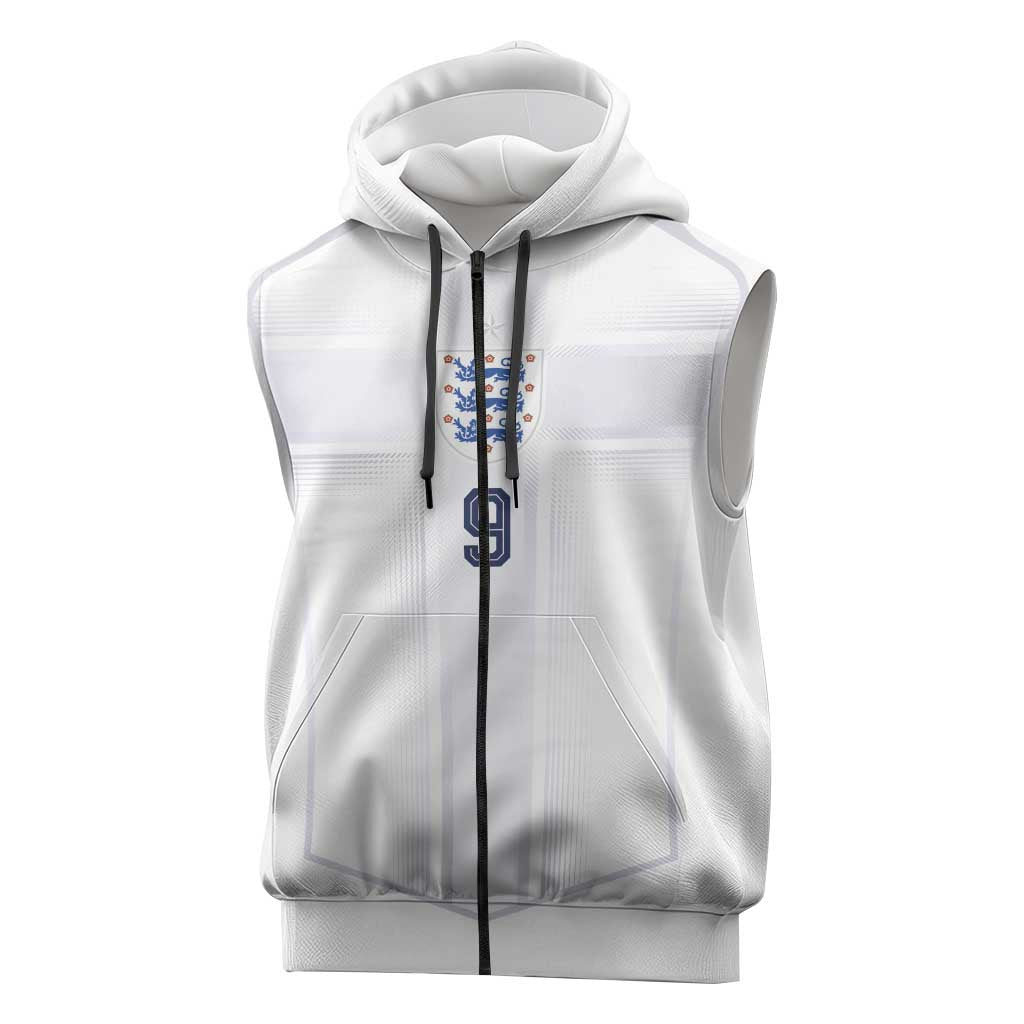 Custom England National Football Sleeveless Zip Hoodie The Three Lions-Sporty T90 Style - Wonder Print Shop