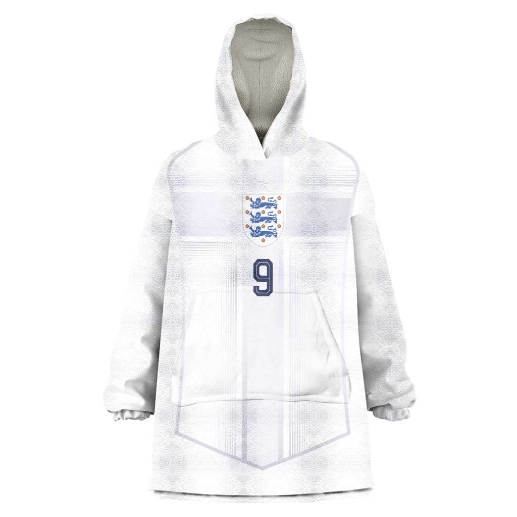 Custom England National Football Wearable Blanket Hoodie The Three Lions-Sporty T90 Style - Wonder Print Shop