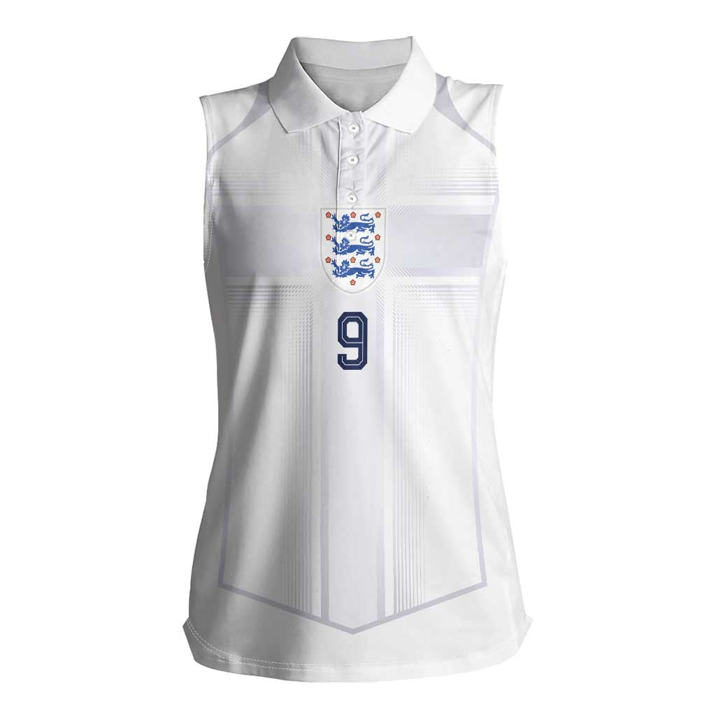 Custom England National Football Women Sleeveless Polo Shirt The Three Lions-Sporty T90 Style - Wonder Print Shop