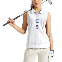 Custom England National Football Women Sleeveless Polo Shirt The Three Lions-Sporty T90 Style - Wonder Print Shop