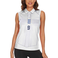 Custom England National Football Women Sleeveless Polo Shirt The Three Lions-Sporty T90 Style - Wonder Print Shop