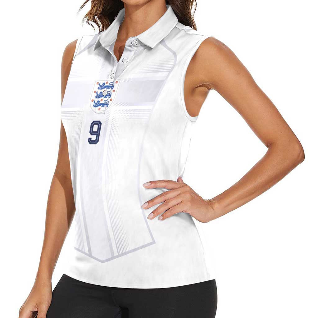 Custom England National Football Women Sleeveless Polo Shirt The Three Lions-Sporty T90 Style - Wonder Print Shop