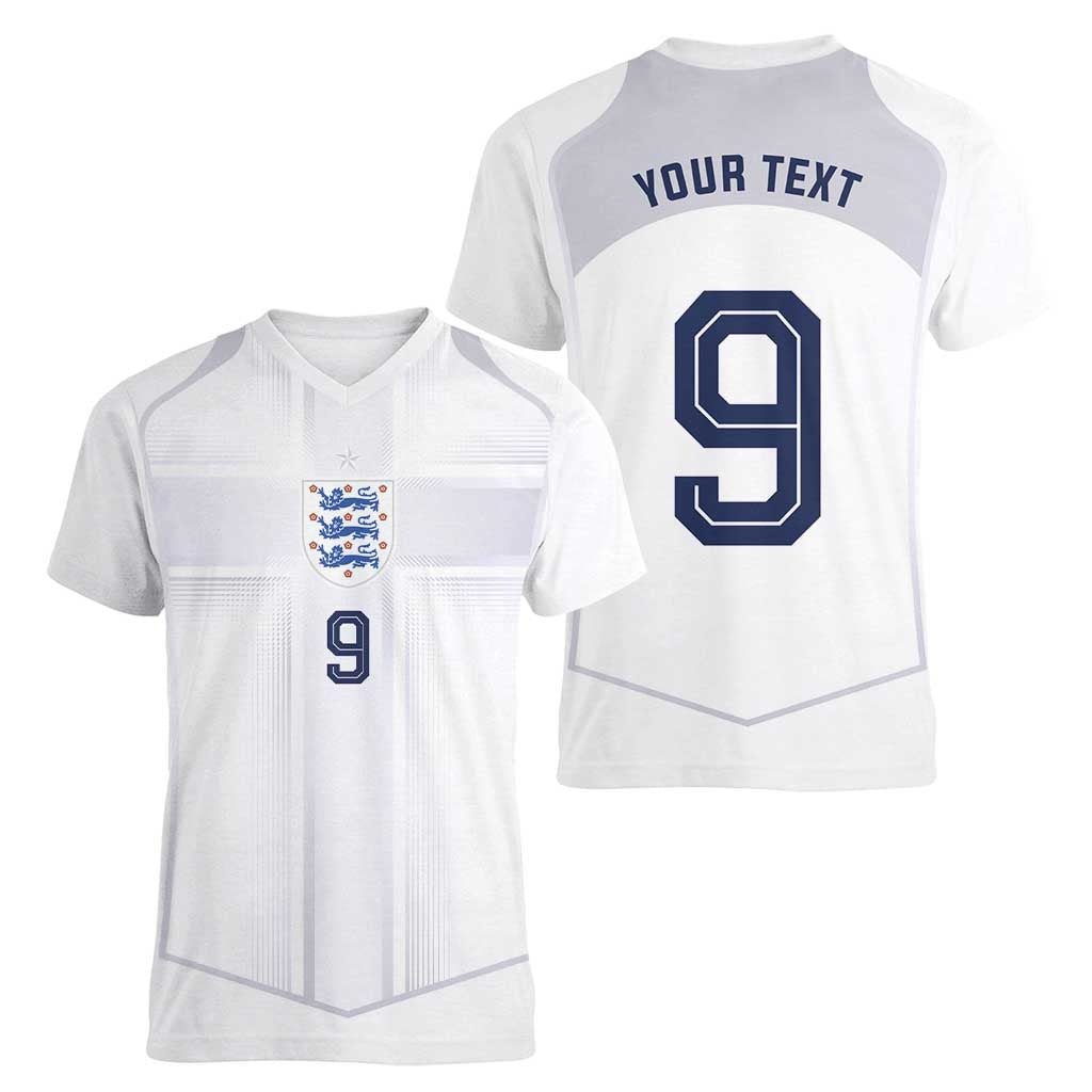 Custom England National Football Women V-Neck T-Shirt The Three Lions-Sporty T90 Style - Wonder Print Shop
