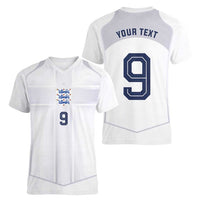 Custom England National Football Women V-Neck T-Shirt The Three Lions-Sporty T90 Style - Wonder Print Shop