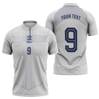 Custom England National Football Zipper Polo Shirt The Three Lions-Sporty T90 Style - Wonder Print Shop