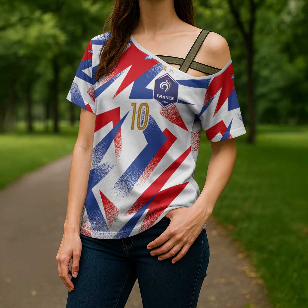 Custom France National Football Cross Shoulder Shirt Flag-Inspired Graphics - Wonder Print Shop