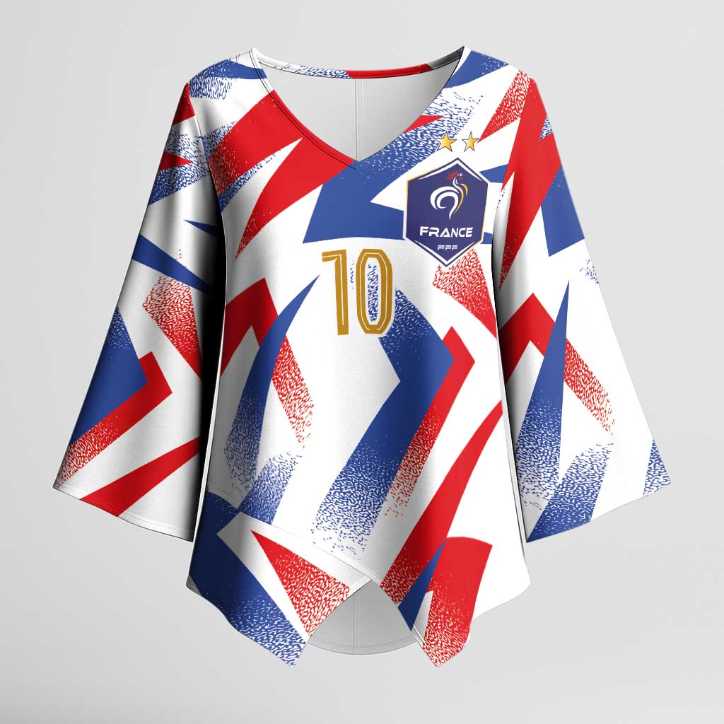 Custom France National Football Kimono Sleeve Blouse Flag-Inspired Graphics - Wonder Print Shop