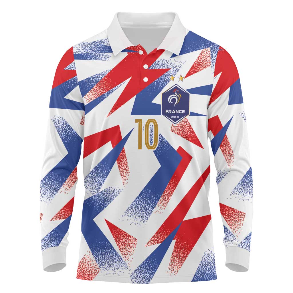 Custom France National Football Long Sleeve Polo Shirt Flag-Inspired Graphics - Wonder Print Shop