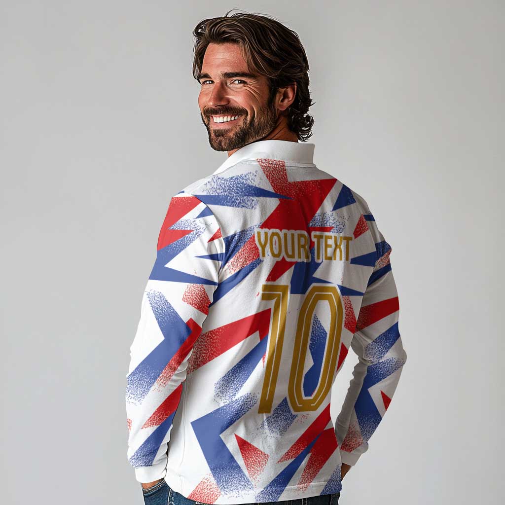 Custom France National Football Long Sleeve Polo Shirt Flag-Inspired Graphics - Wonder Print Shop