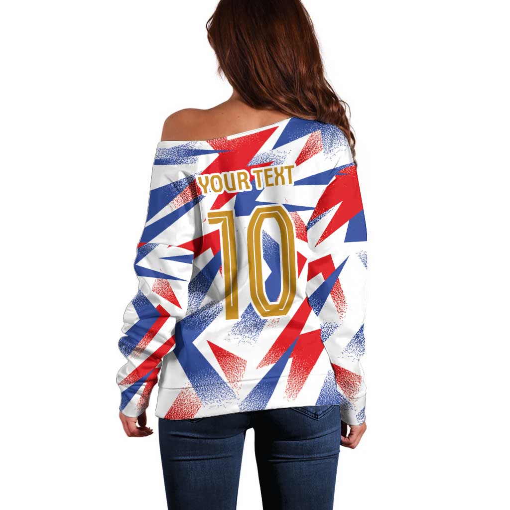 Custom France National Football Off Shoulder Sweater Flag-Inspired Graphics - Wonder Print Shop
