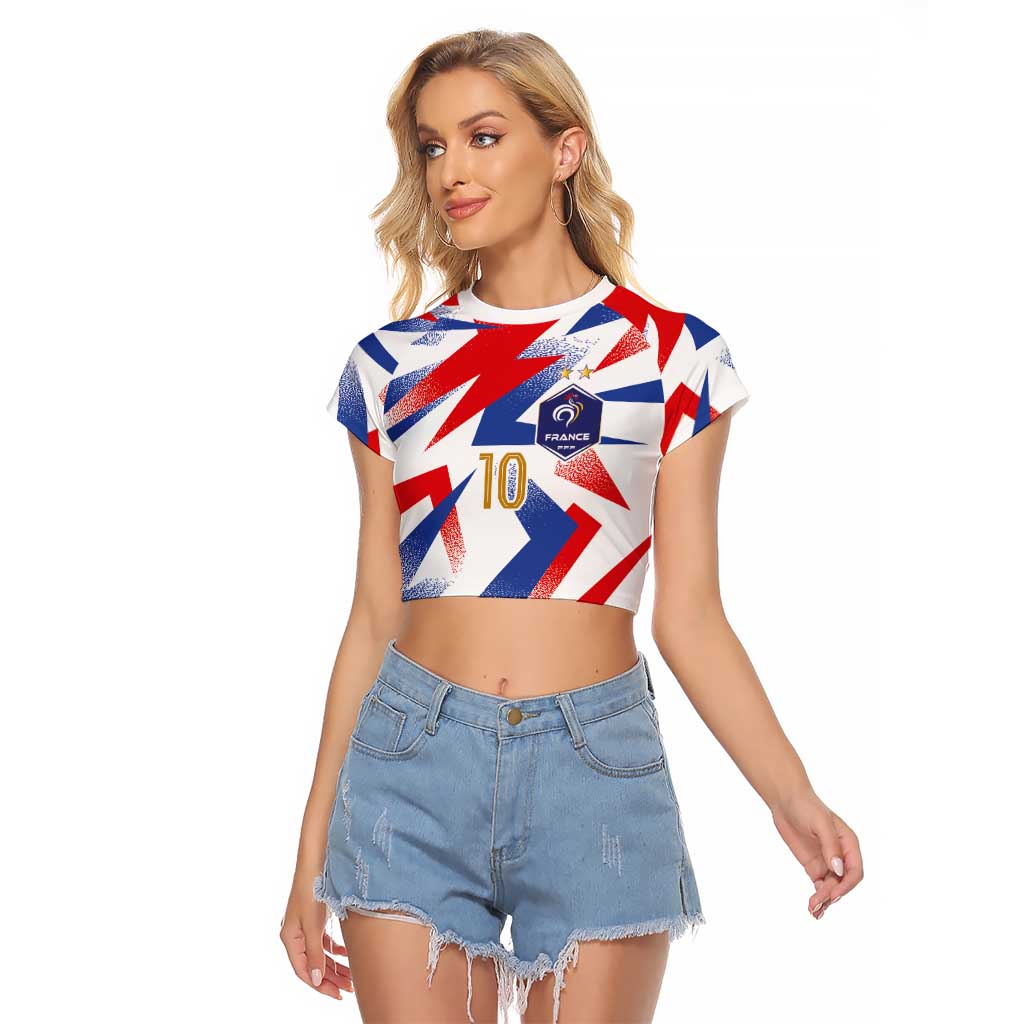 Custom France National Football Raglan Cropped T Shirt Flag-Inspired Graphics - Wonder Print Shop