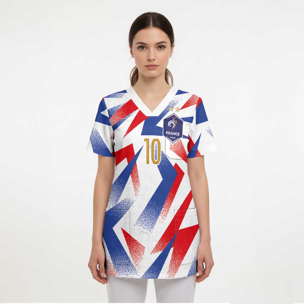 Custom France National Football Scrub Top Flag-Inspired Graphics - Wonder Print Shop