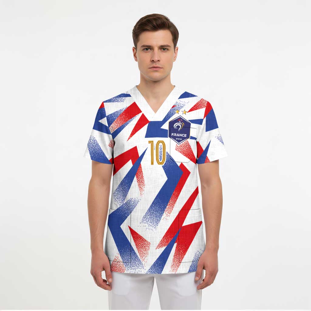 Custom France National Football Scrub Top Flag-Inspired Graphics - Wonder Print Shop