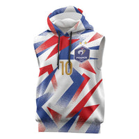 Custom France National Football Sleeveless Hoodie Flag-Inspired Graphics - Wonder Print Shop
