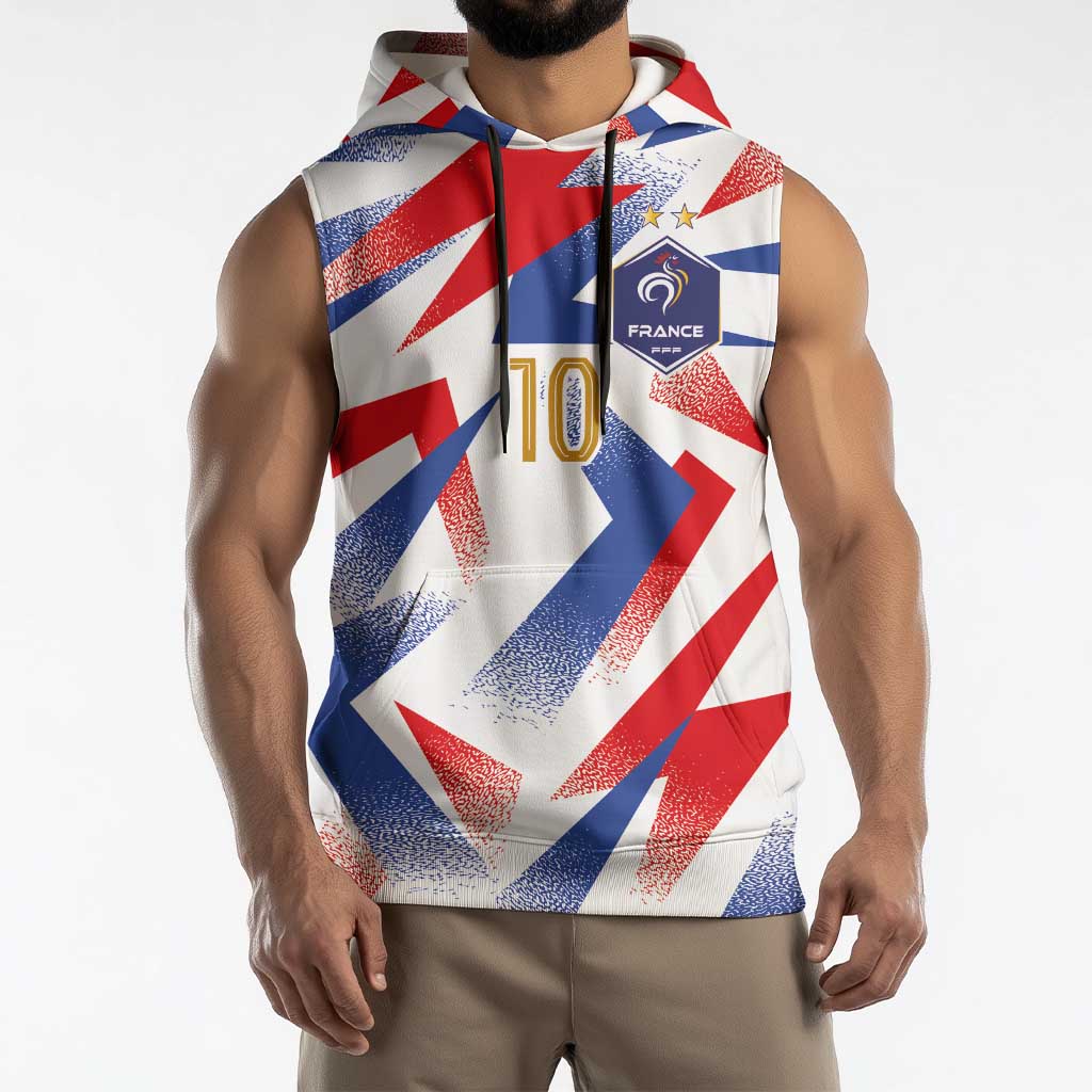 Custom France National Football Sleeveless Hoodie Flag-Inspired Graphics - Wonder Print Shop