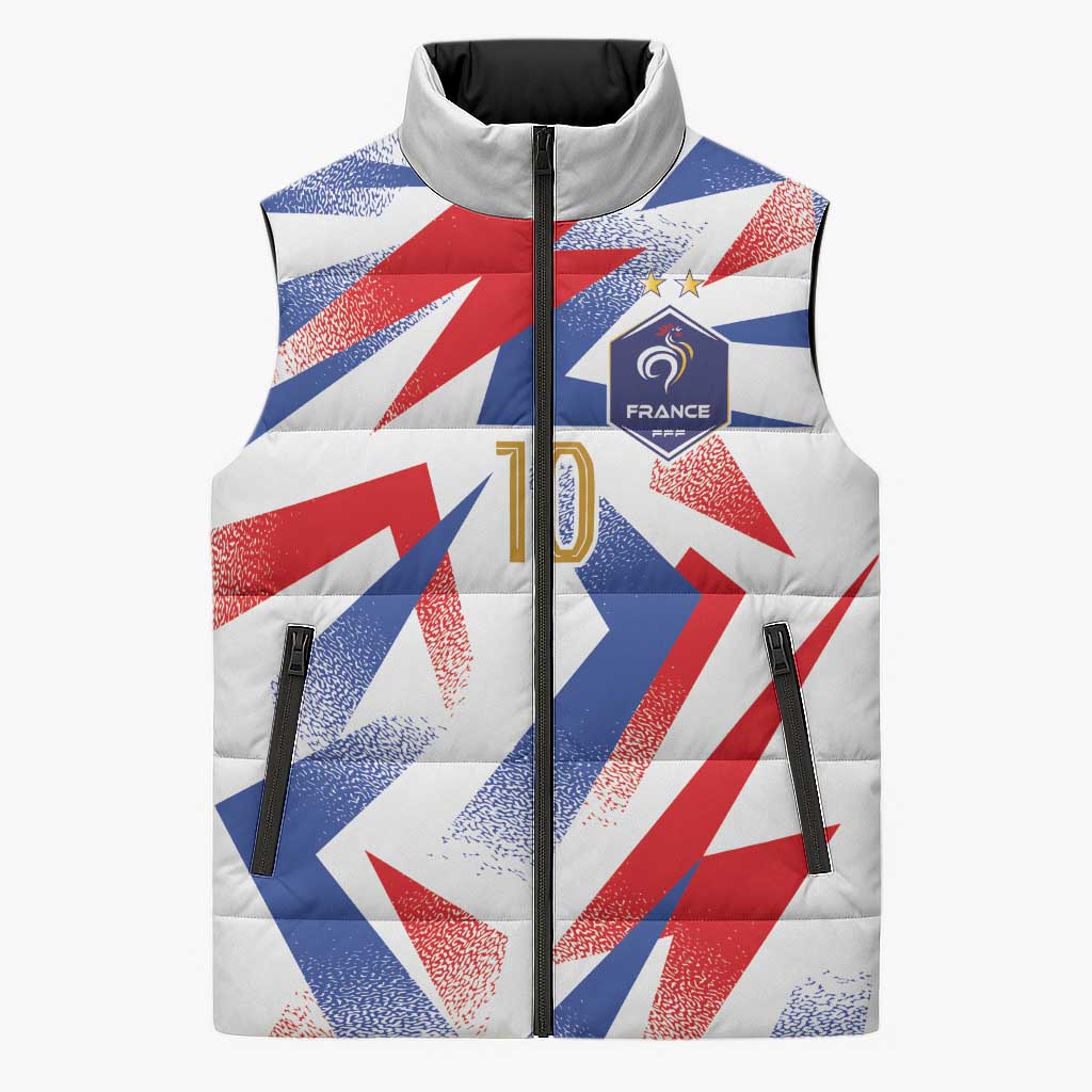 Custom France National Football Sleeveless Puffer Jacket Flag-Inspired Graphics - Wonder Print Shop