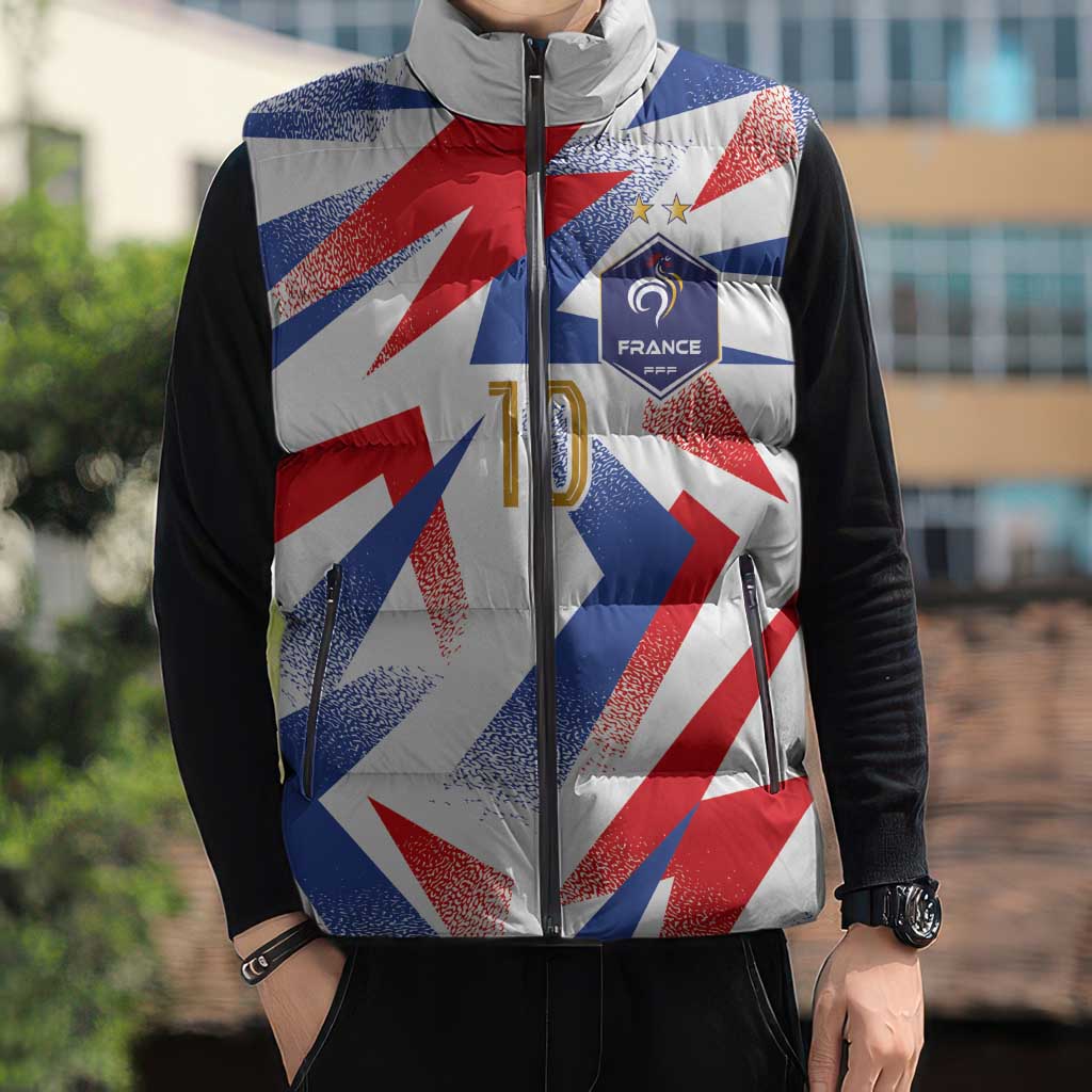 Custom France National Football Sleeveless Puffer Jacket Flag-Inspired Graphics - Wonder Print Shop
