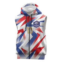 Custom France National Football Sleeveless Zip Hoodie Flag-Inspired Graphics - Wonder Print Shop