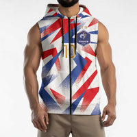 Custom France National Football Sleeveless Zip Hoodie Flag-Inspired Graphics - Wonder Print Shop