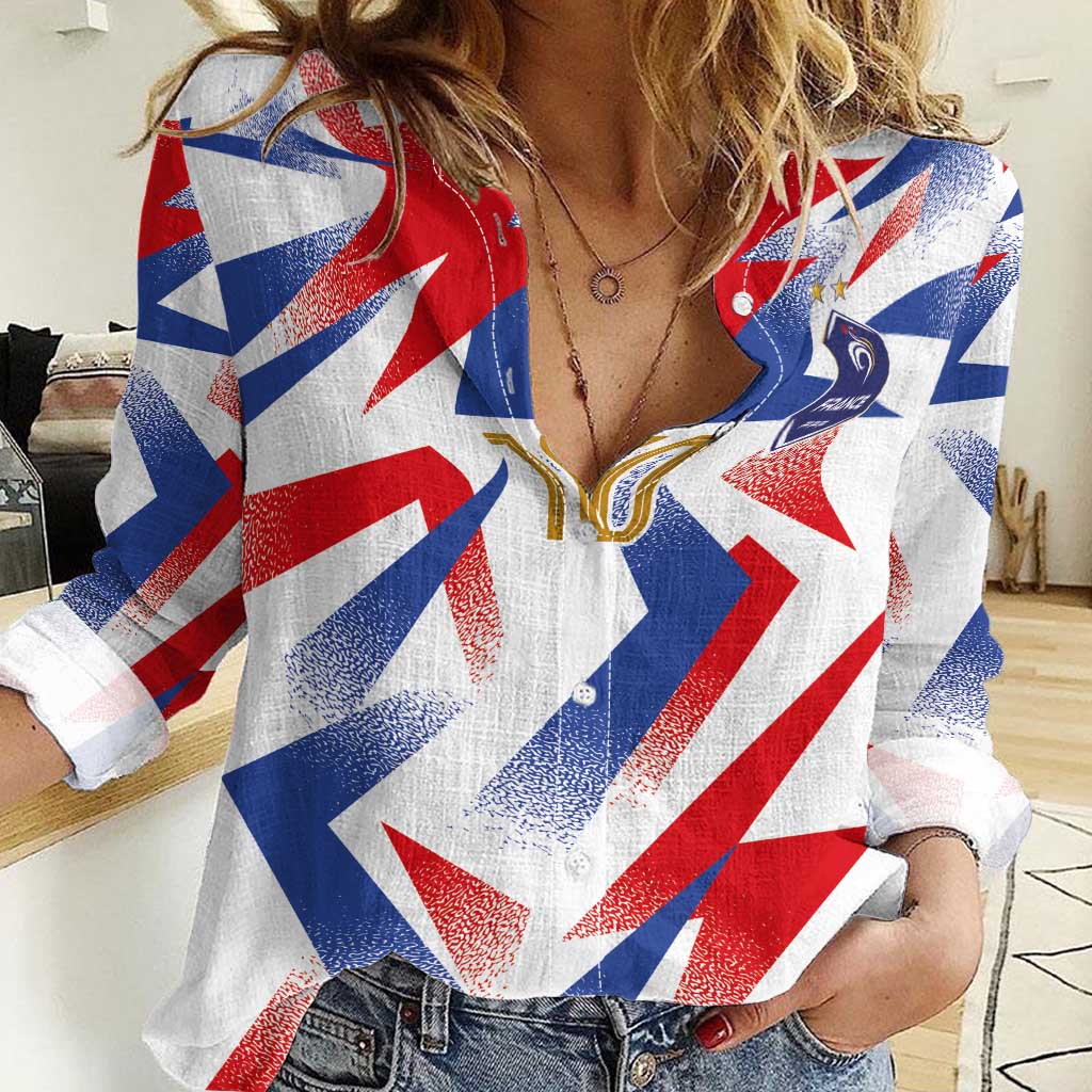 Custom France National Football Women Casual Shirt Flag-Inspired Graphics - Wonder Print Shop