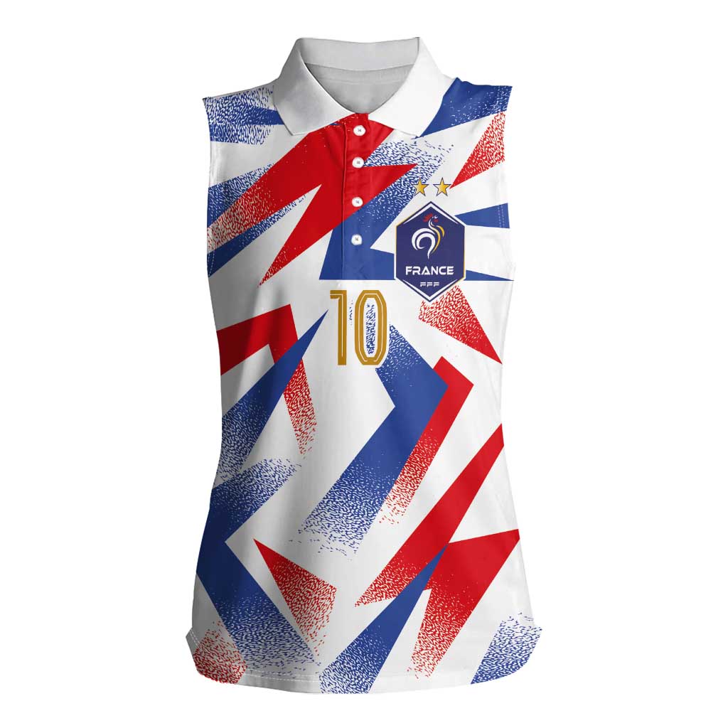 Custom France National Football Women Sleeveless Polo Shirt Flag-Inspired Graphics - Wonder Print Shop