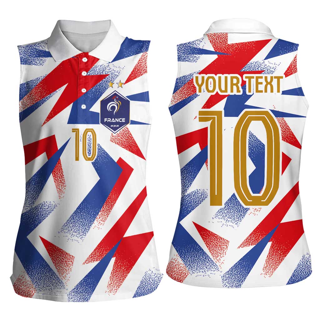 Custom France National Football Women Sleeveless Polo Shirt Flag-Inspired Graphics - Wonder Print Shop
