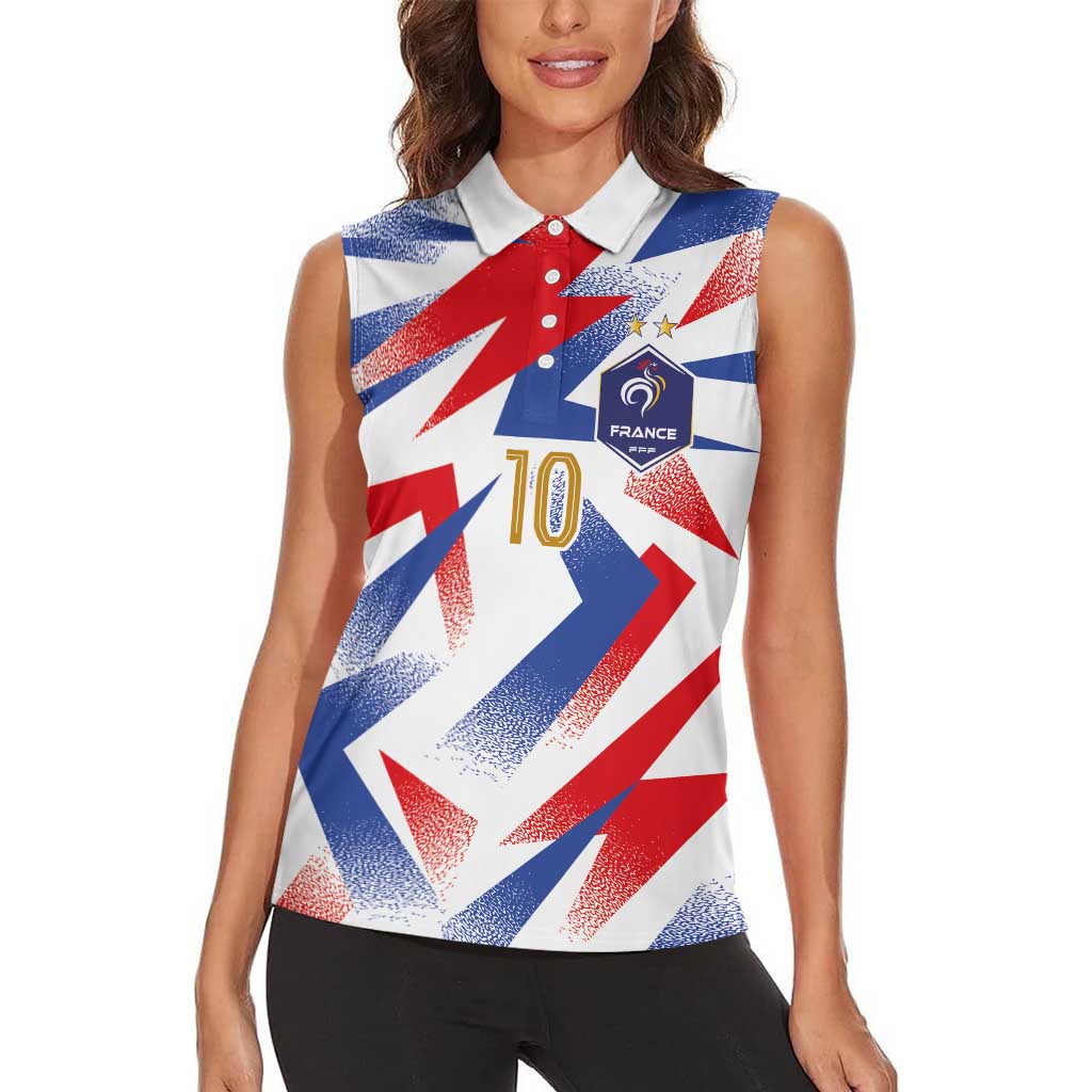 Custom France National Football Women Sleeveless Polo Shirt Flag-Inspired Graphics - Wonder Print Shop