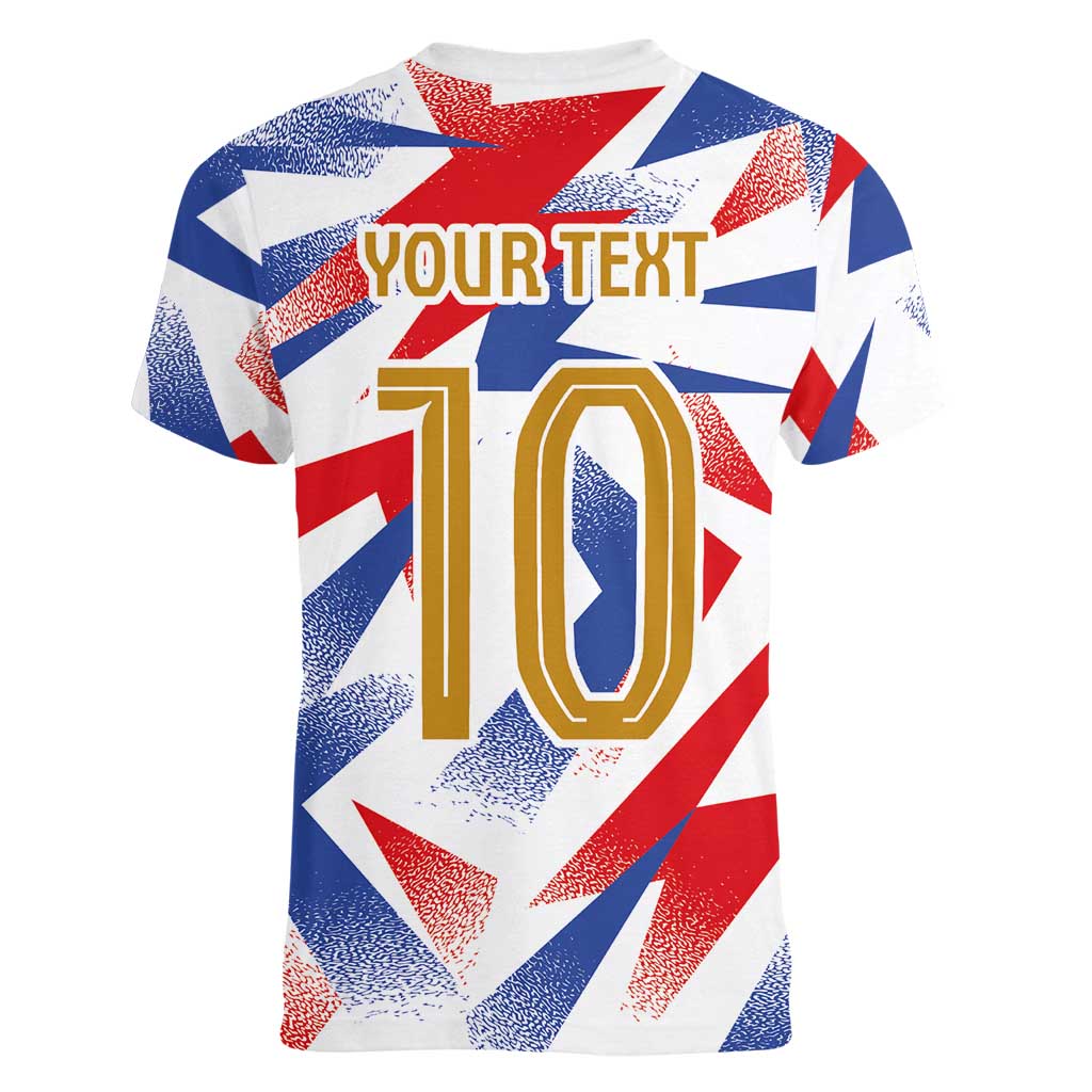 Custom France National Football Women V-Neck T-Shirt Flag-Inspired Graphics - Wonder Print Shop