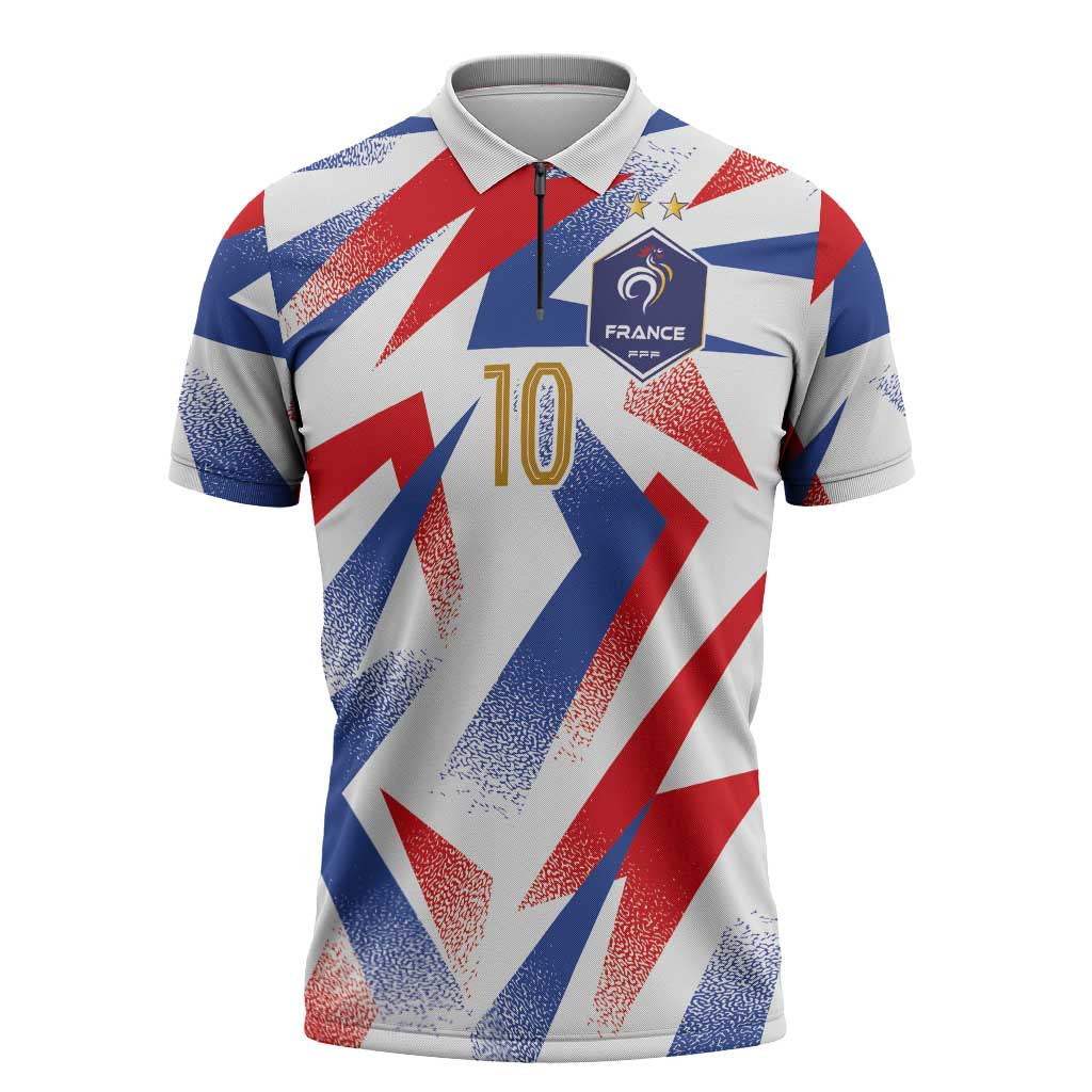 Custom France National Football Zipper Polo Shirt Flag-Inspired Graphics - Wonder Print Shop