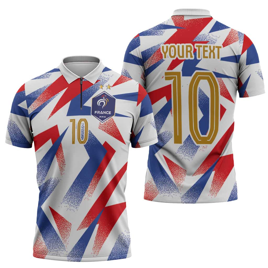 Custom France National Football Zipper Polo Shirt Flag-Inspired Graphics - Wonder Print Shop