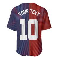 Custom Haiti National Football Baseball Jersey Red Blue The Half Sporty Design - Wonder Print Shop