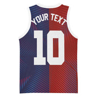 Custom Haiti National Football Basketball Jersey Red Blue The Half Sporty Design - Wonder Print Shop