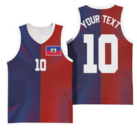 Custom Haiti National Football Basketball Jersey Red Blue The Half Sporty Design - Wonder Print Shop