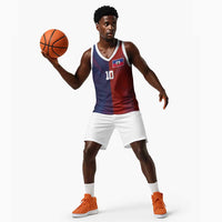 Custom Haiti National Football Basketball Jersey Red Blue The Half Sporty Design - Wonder Print Shop