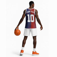 Custom Haiti National Football Basketball Jersey Red Blue The Half Sporty Design - Wonder Print Shop