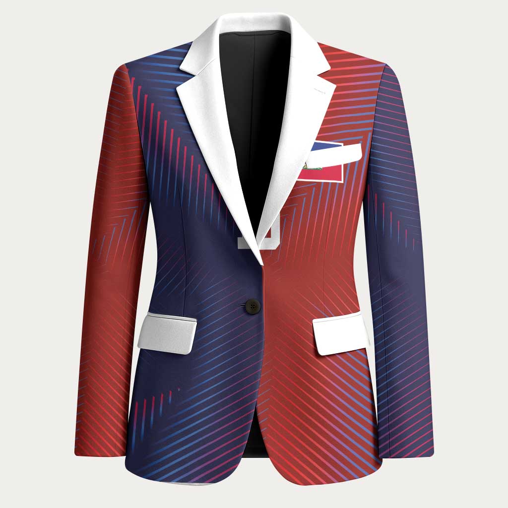 Custom Haiti National Football Blazer Red Blue The Half Sporty Design - Wonder Print Shop