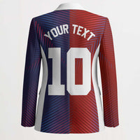 Custom Haiti National Football Blazer Red Blue The Half Sporty Design - Wonder Print Shop