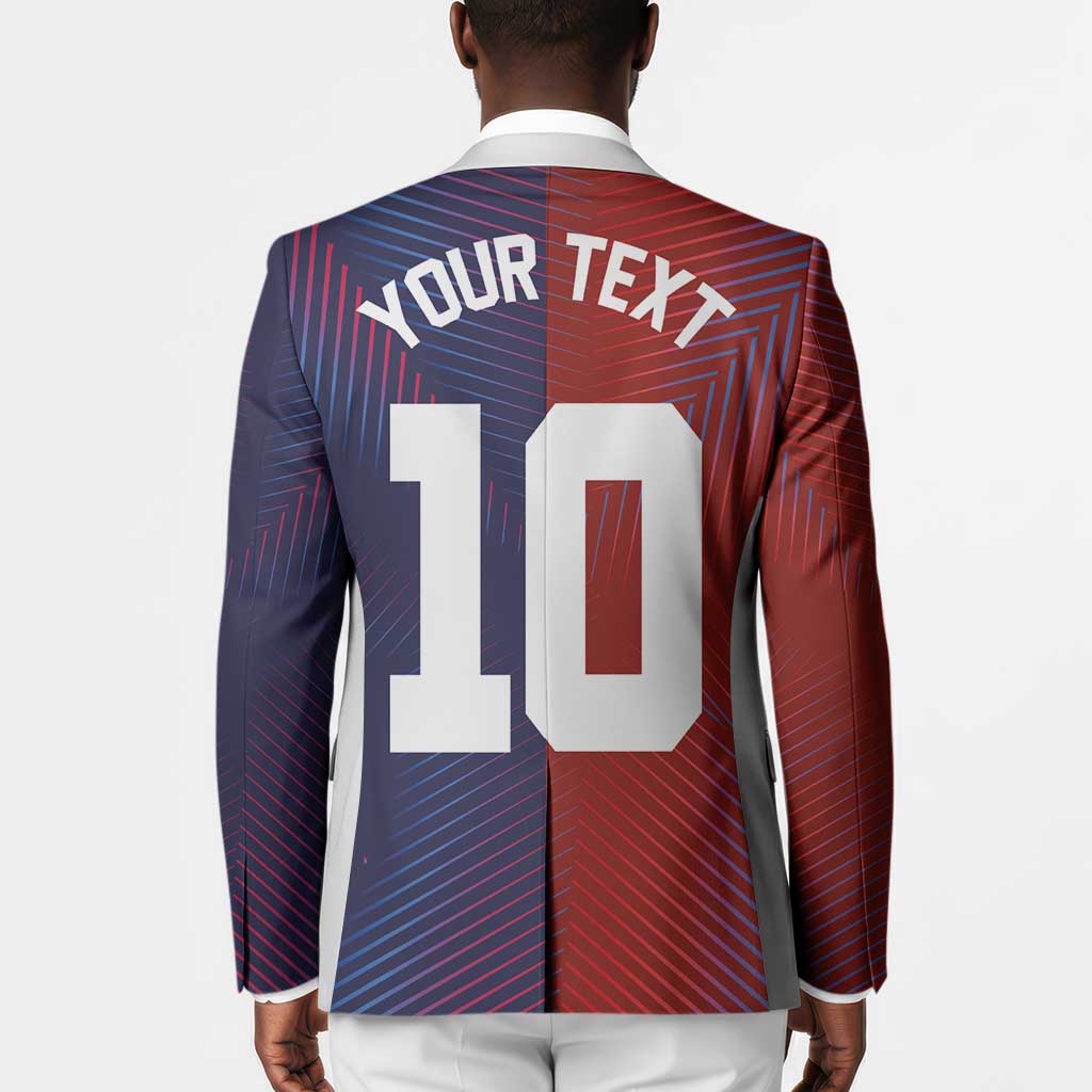 Custom Haiti National Football Blazer Red Blue The Half Sporty Design - Wonder Print Shop