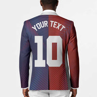 Custom Haiti National Football Blazer Red Blue The Half Sporty Design - Wonder Print Shop