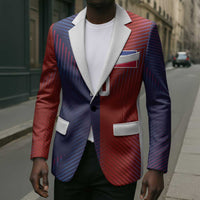 Custom Haiti National Football Blazer Red Blue The Half Sporty Design - Wonder Print Shop