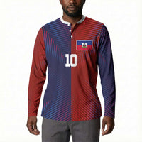Custom Haiti National Football Button Sweatshirt Red Blue The Half Sporty Design