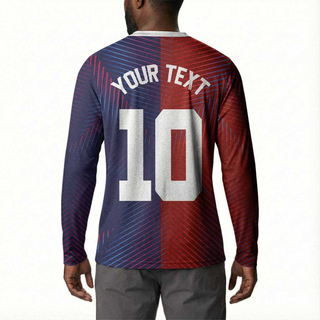 Custom Haiti National Football Button Sweatshirt Red Blue The Half Sporty Design