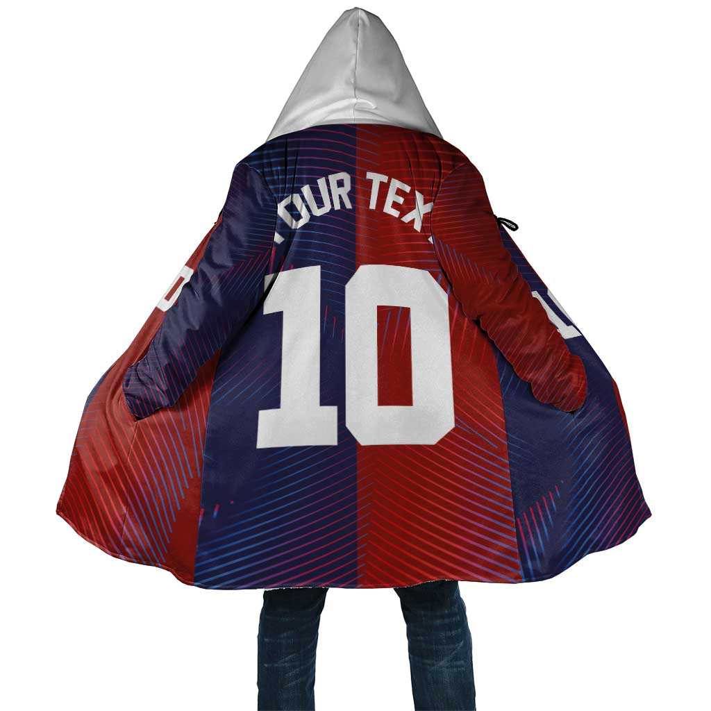 Custom Haiti National Football Cloak Red Blue The Half Sporty Design - Wonder Print Shop