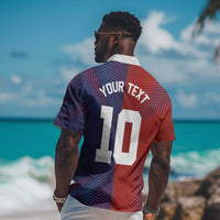 Custom Haiti National Football Hawaiian Shirt Red Blue The Half Sporty Design - Wonder Print Shop
