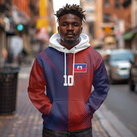 Custom Haiti National Football Hoodie Red Blue The Half Sporty Design - Wonder Print Shop