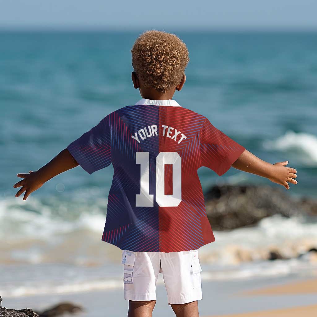 Custom Haiti National Football Kid Hawaiian Shirt Red Blue The Half Sporty Design - Wonder Print Shop