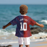 Custom Haiti National Football Kid Hawaiian Shirt Red Blue The Half Sporty Design - Wonder Print Shop